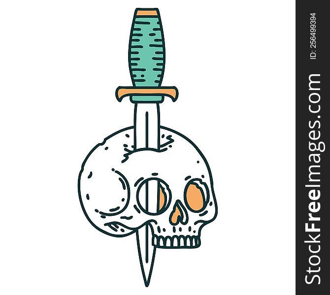 Tattoo Style Icon Of A Skull And Dagger