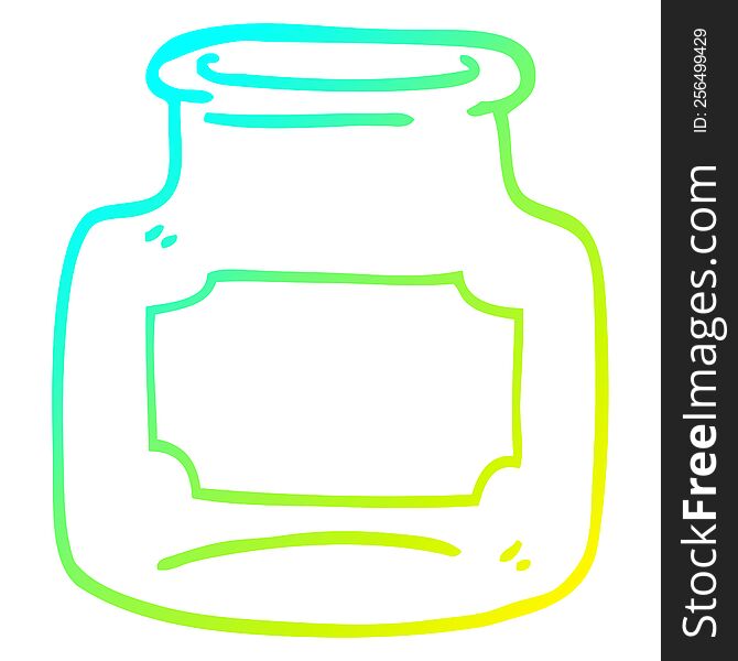 cold gradient line drawing of a cartoon of clear glass jar