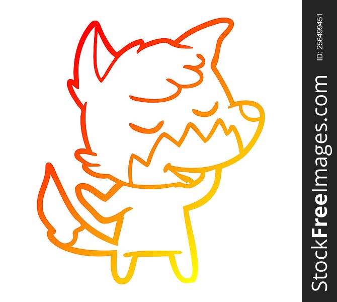 Warm Gradient Line Drawing Friendly Cartoon Fox