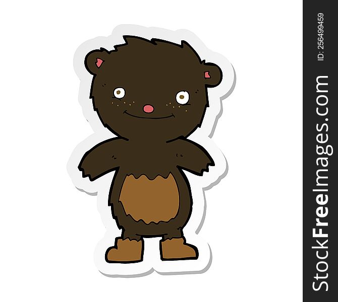 sticker of a cartoon teddy black bear wearing boots