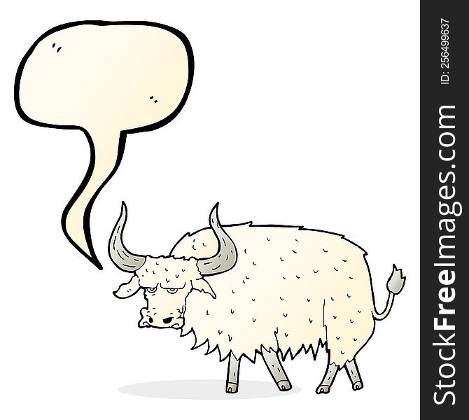 Cartoon Annoyed Hairy Ox With Speech Bubble