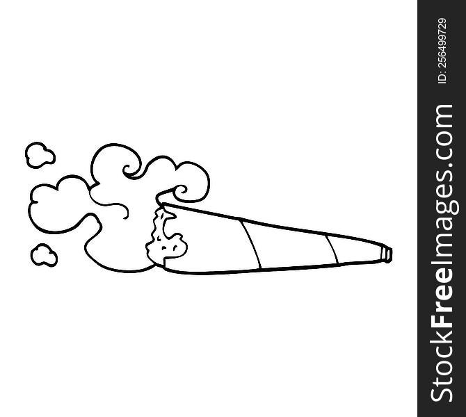 Line Drawing Cartoon Smoking Joint