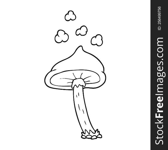 Black And White Cartoon Mushroom