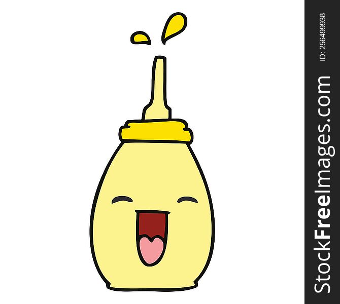 hand drawn quirky cartoon happy mustard bottle. hand drawn quirky cartoon happy mustard bottle