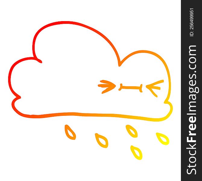 warm gradient line drawing of a cartoon expressive weather cloud