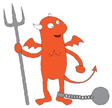 Red Devil In Chains Stock Photo