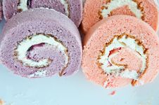 Strawberry And Taro Swiss Roll Stock Image Strawberry And Taro Swiss Roll Stock Image