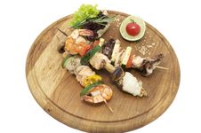Skewers Of Seafood Royalty Free Stock Image Skewers Of Seafood Royalty Free Stock Image