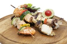 Skewers Of Seafood Royalty Free Stock Images Skewers Of Seafood Royalty Free Stock Images