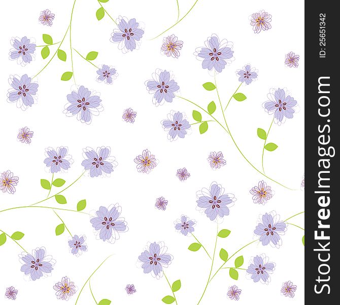 Delicate seamless summer background with flowers and leaves. Delicate seamless summer background with flowers and leaves