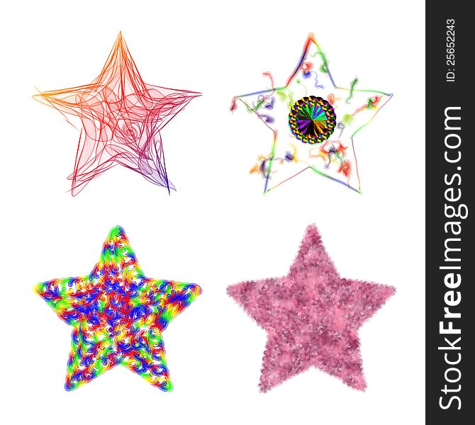Illustration of abstract colorful stars on white background. Illustration of abstract colorful stars on white background.
