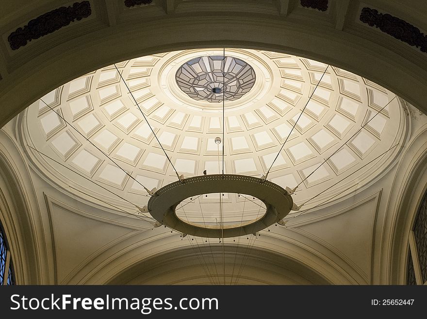 Scenic arc roof in the entrance hall of famous France Station (Estacion de Francia) in Barcelona. Scenic arc roof in the entrance hall of famous France Station (Estacion de Francia) in Barcelona