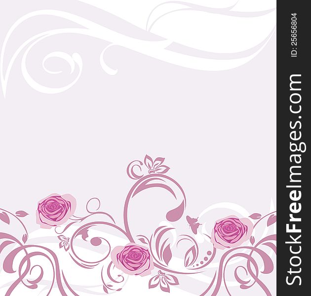 Ornamental Background With Pink Roses