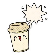 Cartoon Take Out Coffee And Speech Bubble In Comic Book Style Stock Photo Cartoon Take Out Coffee And Speech Bubble In Comic Book Style Stock Photo