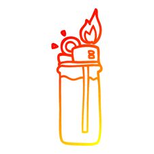 Warm Gradient Line Drawing Cartoon Disposable Lighter Royalty Free Stock Photo