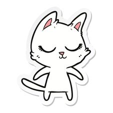 Sticker Of A Calm Cartoon Cat Stock Image