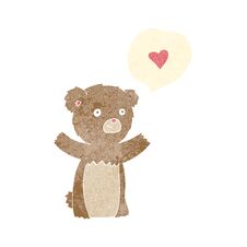 Cartoon Teddy Bear With Love Heart Stock Photo