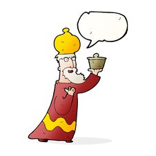 One Of The Three Wise Men With Speech Bubble Stock Photo