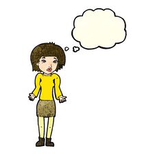 Free Cartoon Woman Shrugging Shoulders With Thought Bubble Stock Photo - 256508590