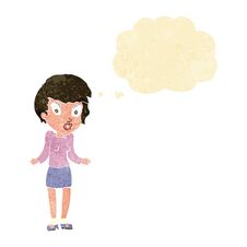 Free Cartoon Woman Shrugging Shoulders With Thought Bubble Stock Photo - 256509760