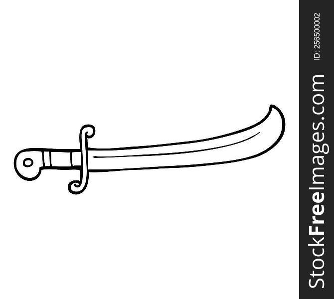 Line Drawing Cartoon Jeweled Sword