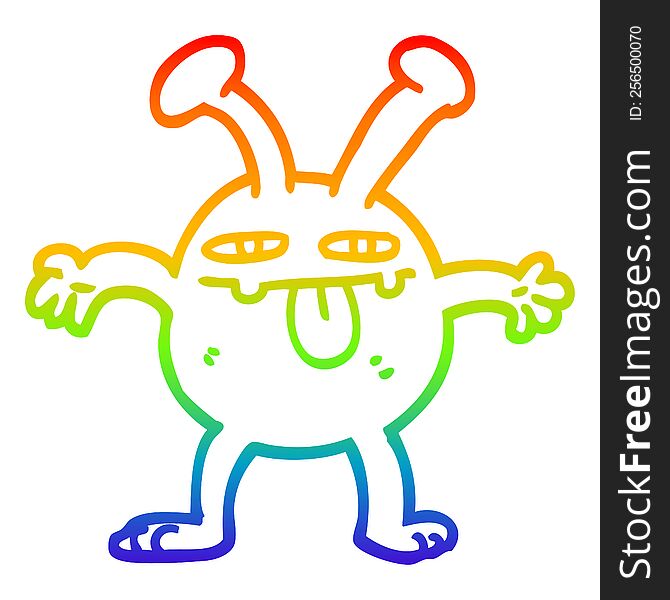 Rainbow Gradient Line Drawing Cartoon Monster
