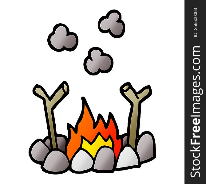 cartoon doodle camp fire