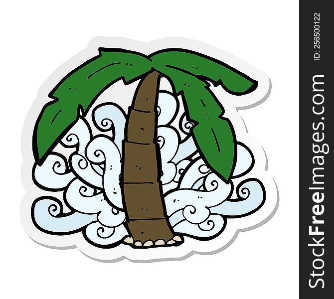 sticker of a cartoon palm tree symbol
