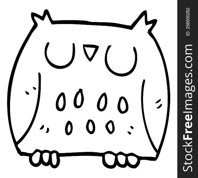 line drawing cartoon happy owl