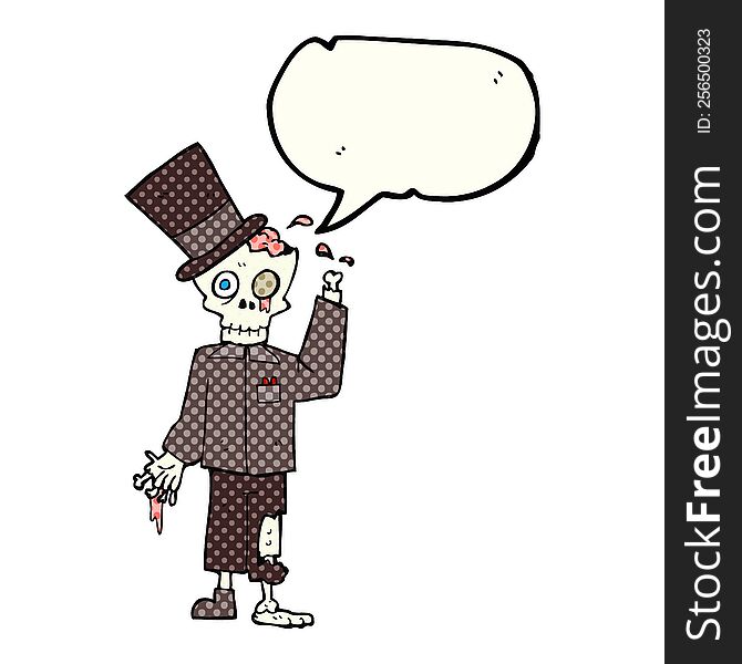 freehand drawn comic book speech bubble cartoon posh zombie
