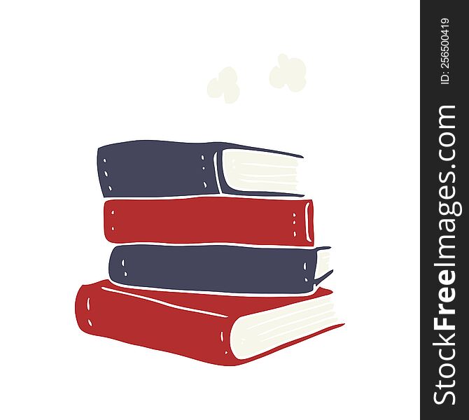 Flat Color Illustration Of A Cartoon Stack Of Books