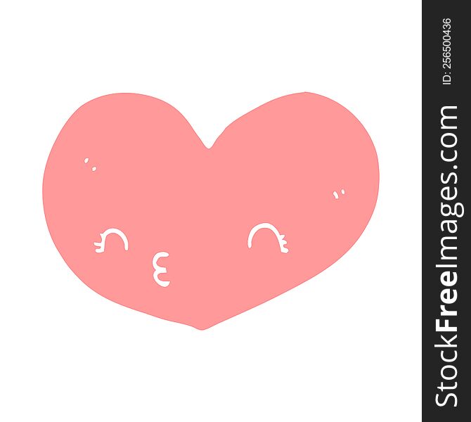 Flat Color Style Cartoon Heart With Face