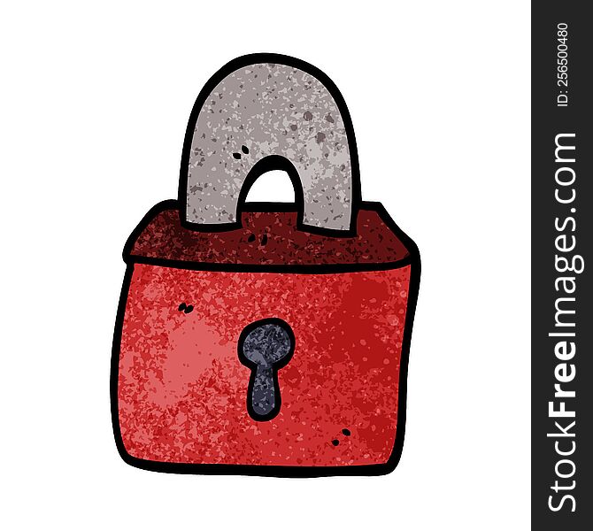 cartoon doodle locked padlock