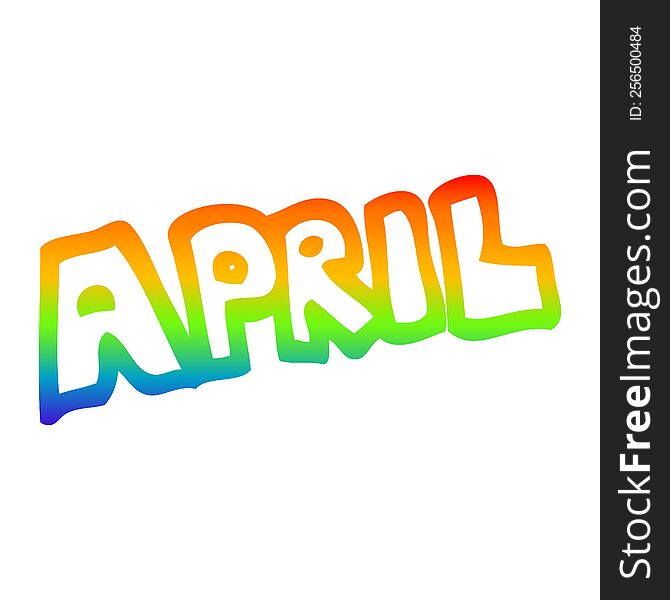 rainbow gradient line drawing of a cartoon month of april