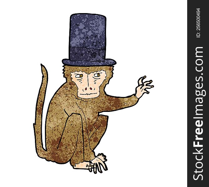 Cartoon Monkey Wearing Top Hat