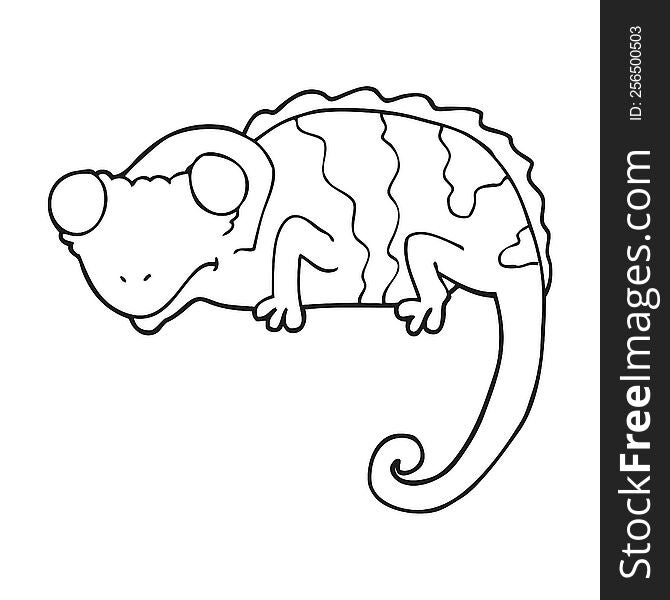 Black And White Cartoon Chameleon