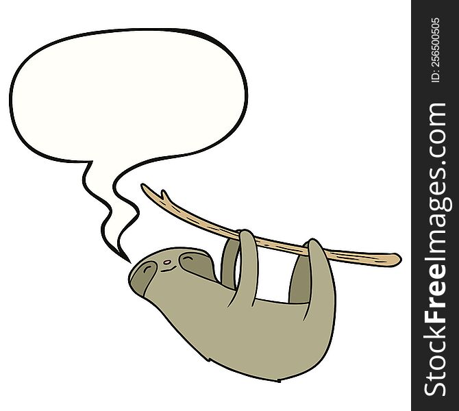 Cartoon Sloth And Speech Bubble