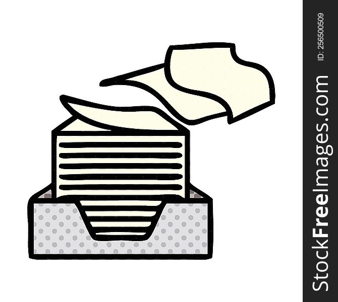 comic book style cartoon of a stack of office papers