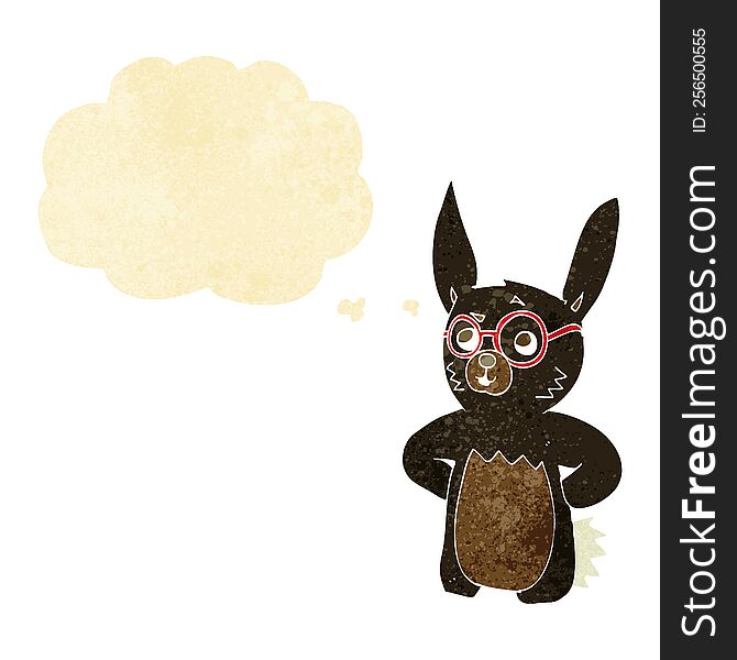 Cartoon Rabbit Wearing Spectacles With Thought Bubble