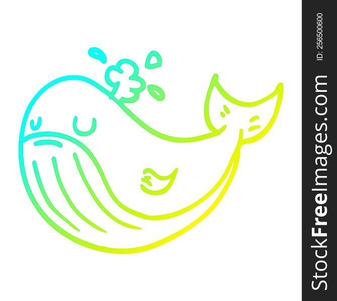 Cold Gradient Line Drawing Cartoon Whale