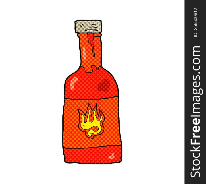 freehand drawn cartoon chili sauce bottle