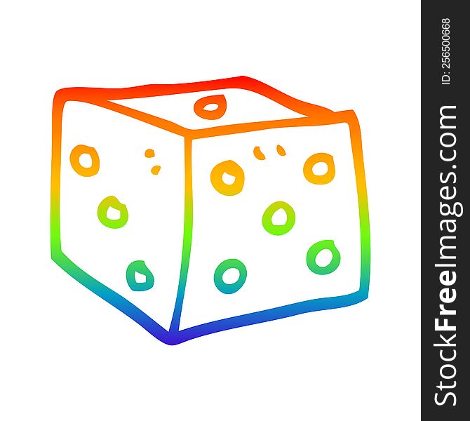 rainbow gradient line drawing of a cartoon classic dice
