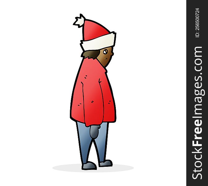 cartoon person in winter clothes