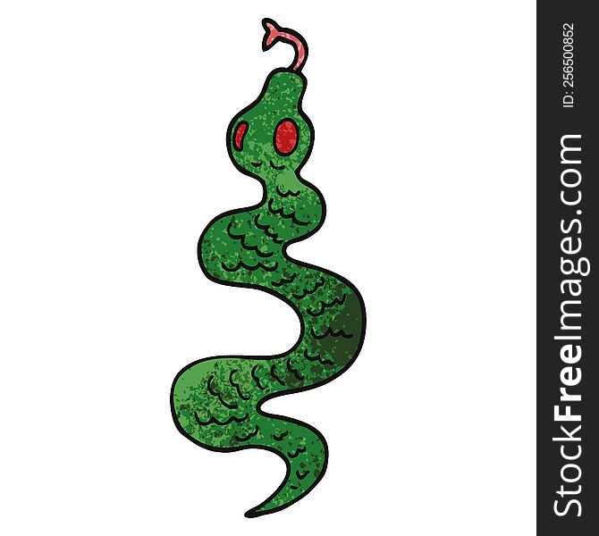 cartoon doodle green snake
