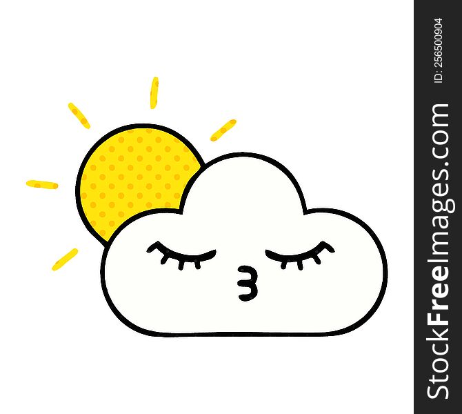 comic book style cartoon of a sunshine and cloud