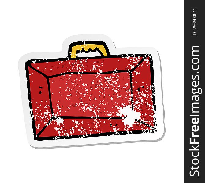 distressed sticker of a cartoon briefcase