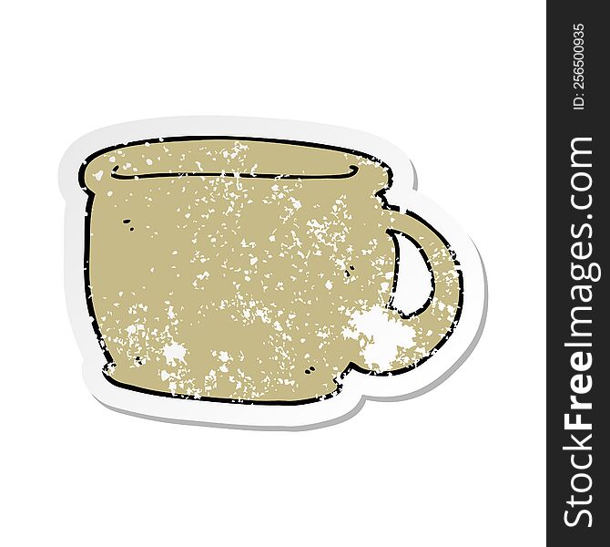 Distressed Sticker Of A Cartoon Coffee Cup