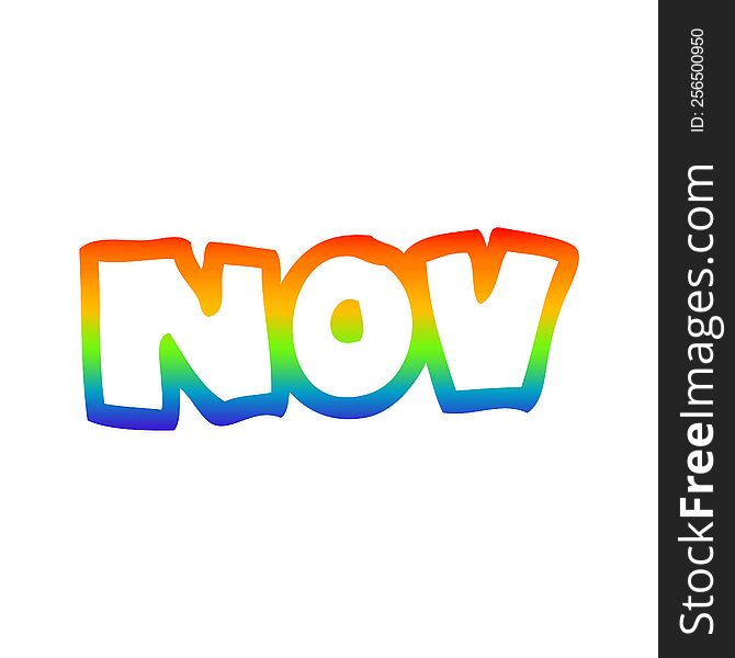 rainbow gradient line drawing of a cartoon month of november