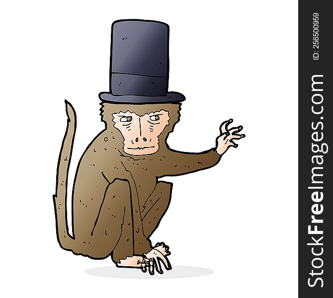 Cartoon Monkey Wearing Top Hat