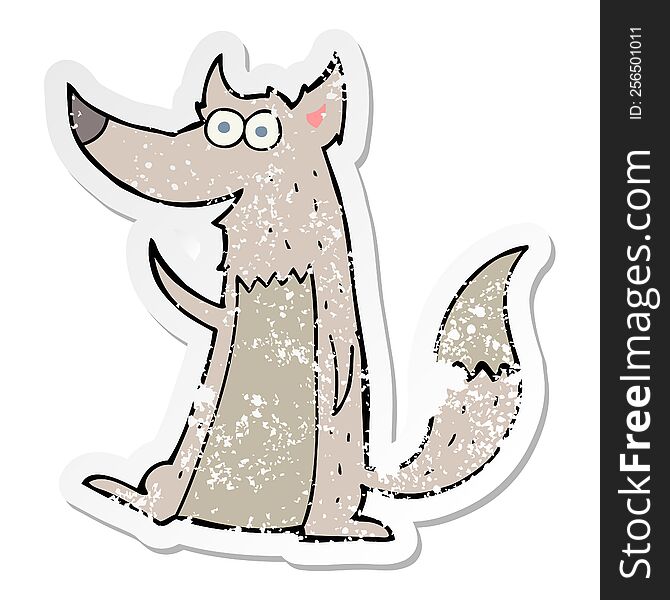 Distressed Sticker Of A Cartoon Wolf